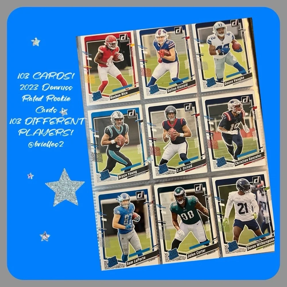 ⭐️ 🏈 2023 Rookie Cards Panini Donruss Football Cards -Over 95 Rated Rookies #B2